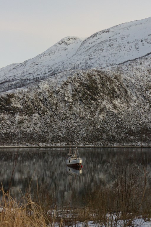 Boat on a lake, Senja, Norway