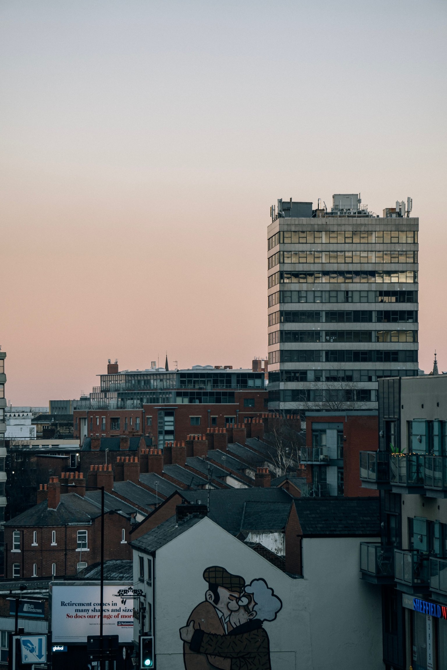 Houses and high-rise building in Sheffield
