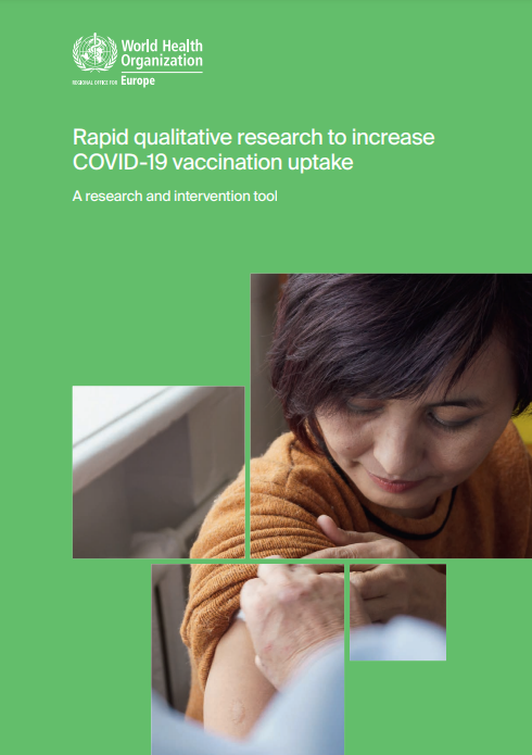 Front cover of report. The image shows someone preparing for vaccination