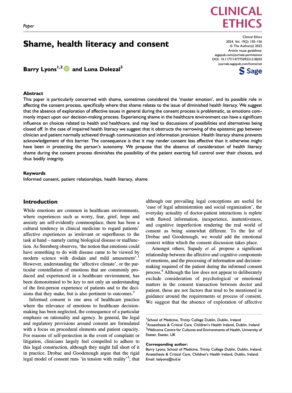 Screenshot - shame, health literacy and consent